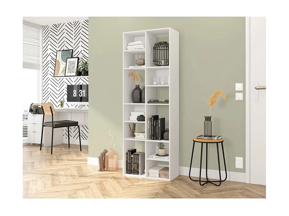 Rayonnage Blanc 12 Niches Horizontal ou Vertical L 67.9 H 176.4 P 29.8 cm