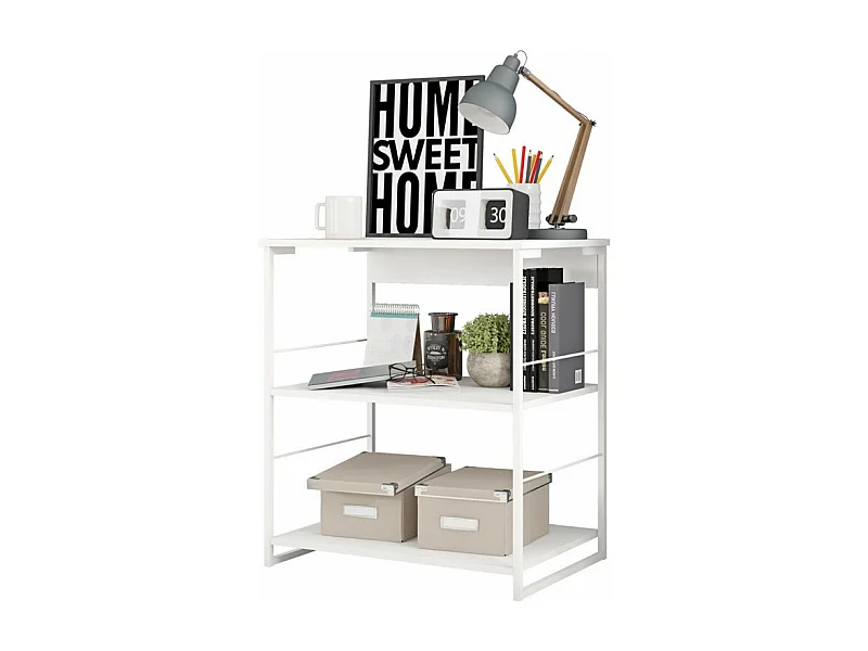 Etagère Blanche Pieds Métalliques 3 Etagères L 67.8 H 75 P 45 cm