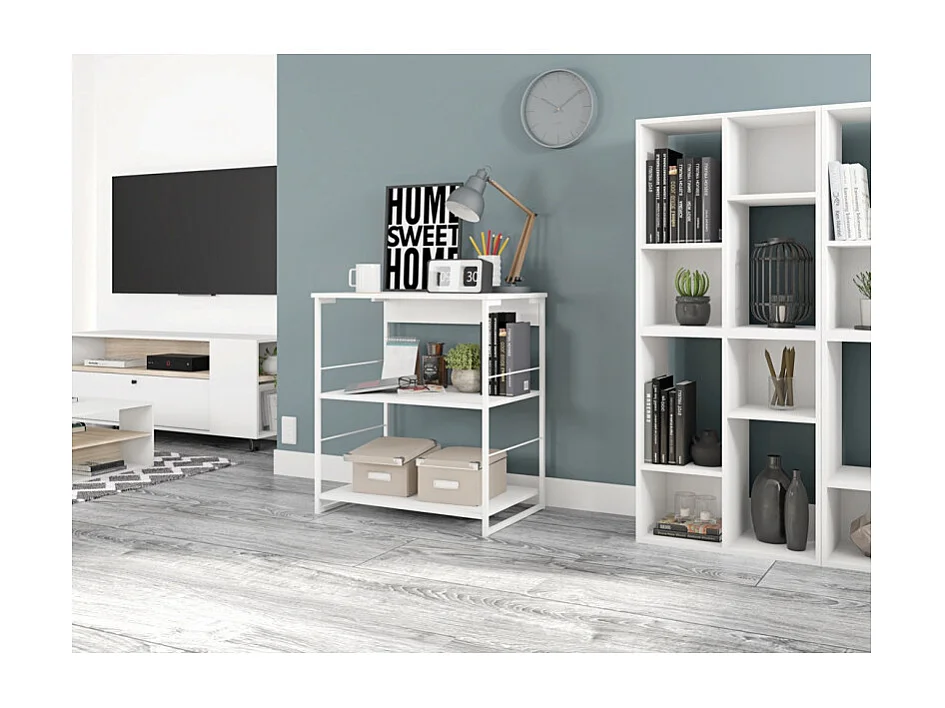 Etagère Blanche Pieds Métalliques 3 Etagères L 67.8 H 75 P 45 cm