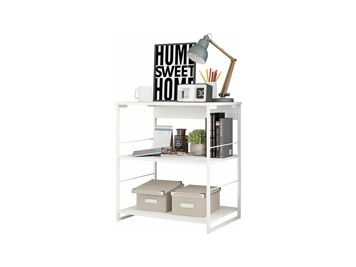 Etagère Blanche Pieds Métalliques 3 Etagères L 67.8 H 75 P 45 cm