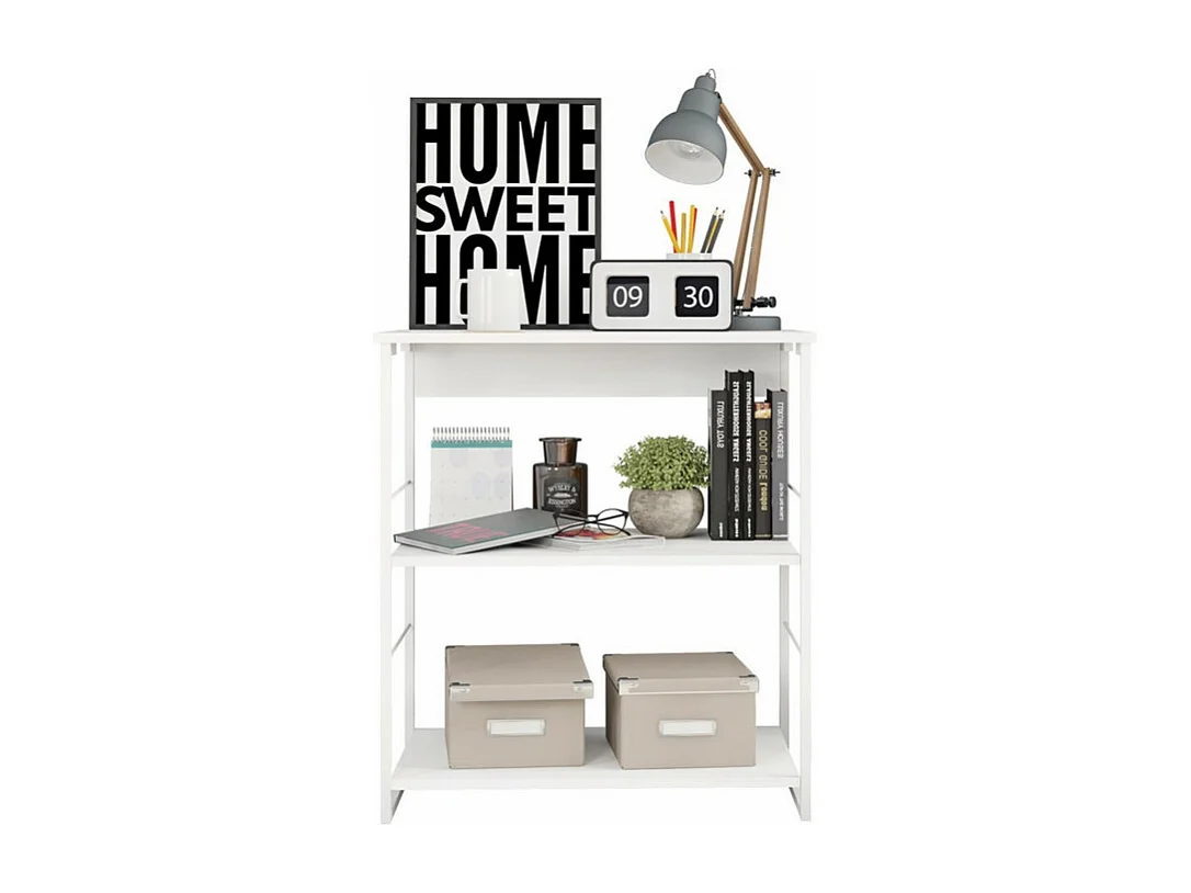 Etagère Blanche Pieds Métalliques 3 Etagères L 67.8 H 75 P 45 cm