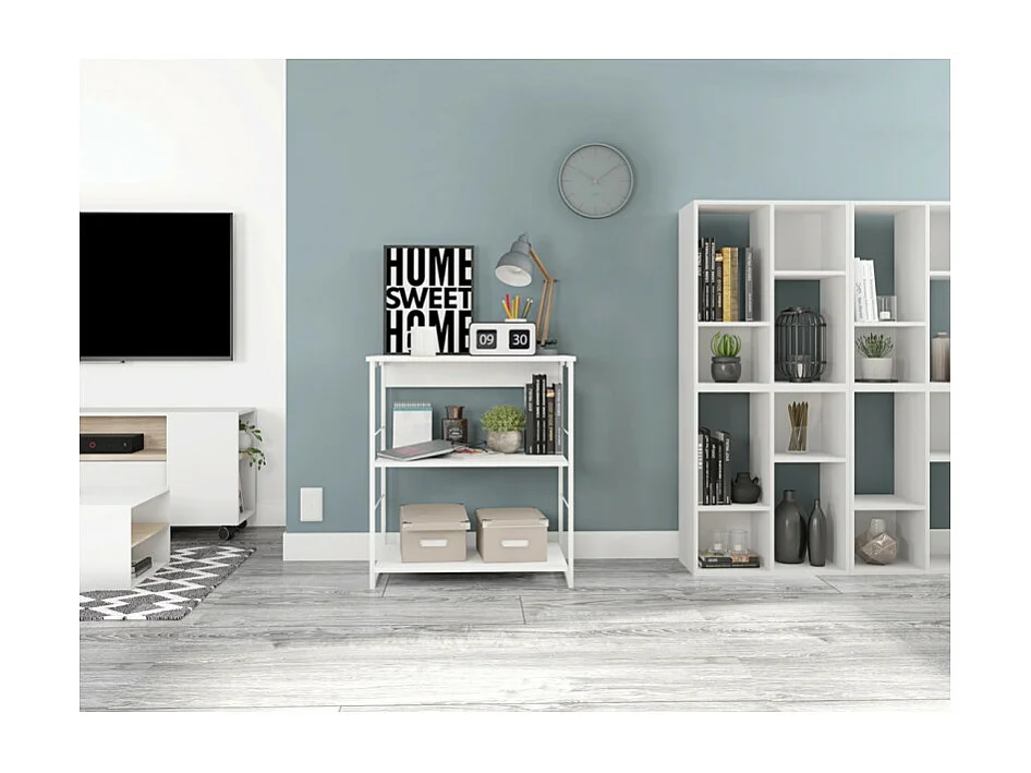 Etagère Blanche Pieds Métalliques 3 Etagères L 67.8 H 75 P 45 cm