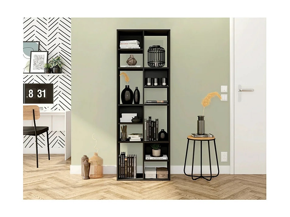 Rayonnage Noir 12 Niches Horizontal ou Vertical L 67.9 H 176.4 P 29.8 cm