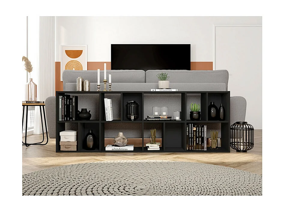 Rayonnage Noir 12 Niches Horizontal ou Vertical L 67.9 H 176.4 P 29.8 cm