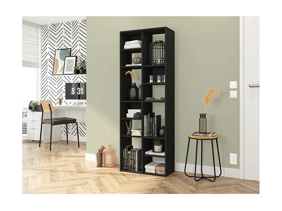 Rayonnage Noir 12 Niches Horizontal ou Vertical L 67.9 H 176.4 P 29.8 cm