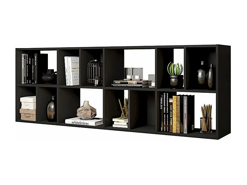 Rayonnage Noir 12 Niches Horizontal ou Vertical L 67.9 H 176.4 P 29.8 cm