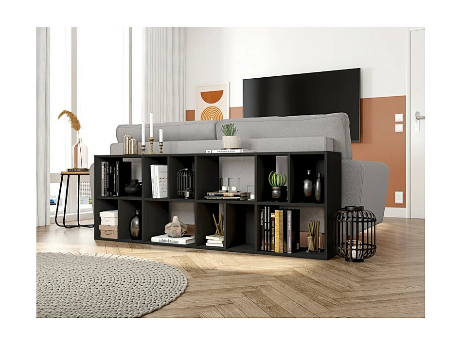 Rayonnage Noir 12 Niches Horizontal ou Vertical L 67.9 H 176.4 P 29.8 cm