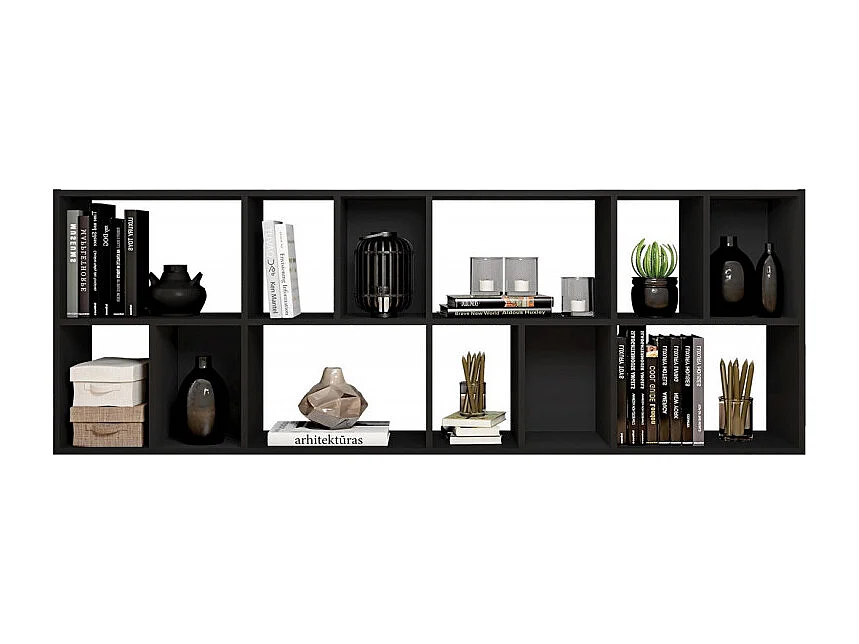 Rayonnage Noir 12 Niches Horizontal ou Vertical L 67.9 H 176.4 P 29.8 cm