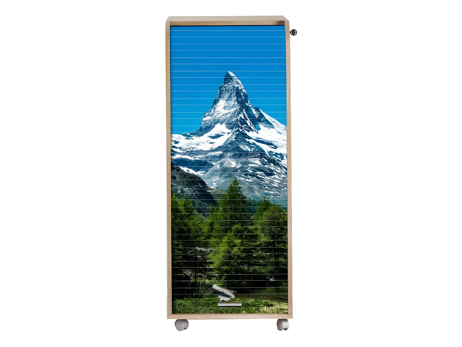 Caisson de Bureau Chêne 3 Tiroirs 3 Niches Mobile Serrure 47,2 x 107,6 x 47 cm - Coloris: Mont Cervin 653
