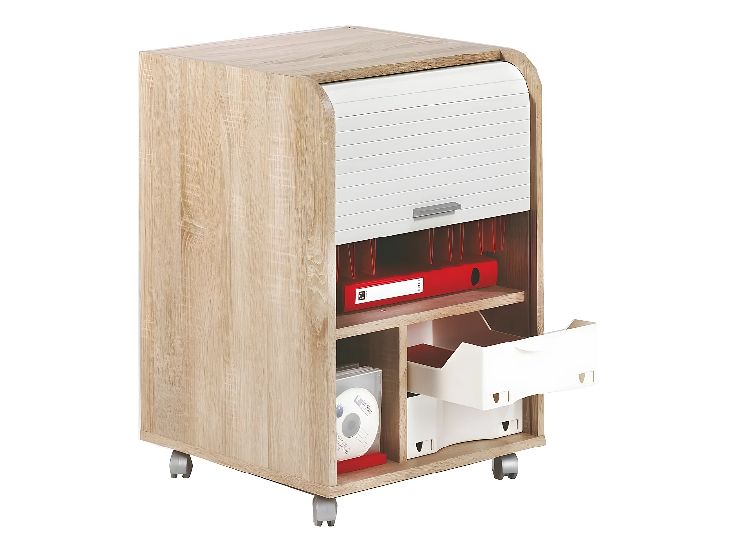 Caisson de Bureau Chêne Bicolore - Coloris: Blanc