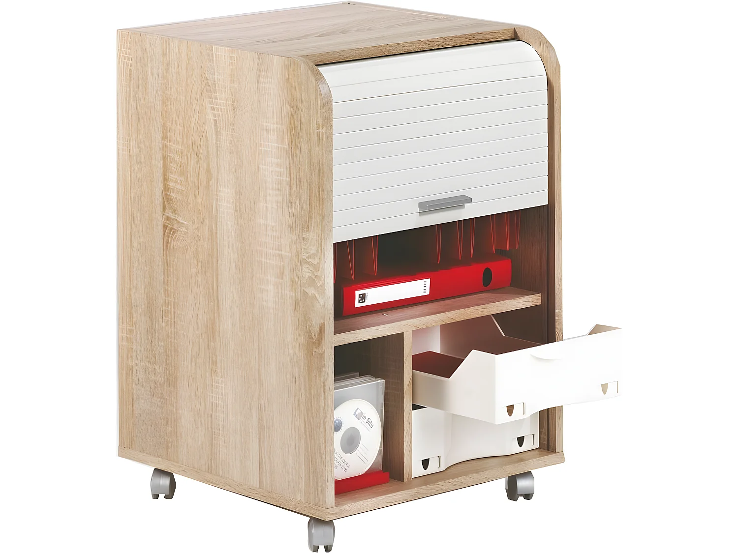 Caisson de Bureau Chêne Bicolore - Coloris: Blanc