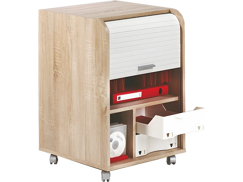 Caisson de Bureau Chêne Bicolore - Coloris: Blanc