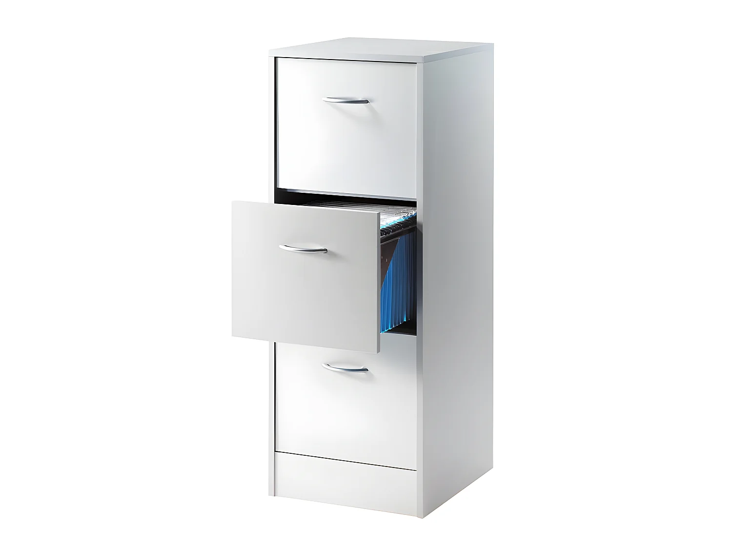 Classeur 3 Tiroirs Pour 75 Dossiers Suspendus 41,4 x 108,4 x 44 cm - Coloris: Aluminium