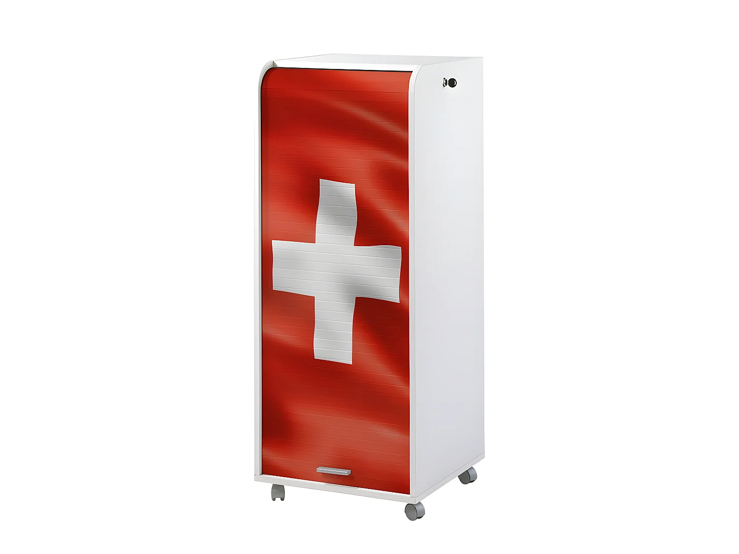 Caisson de Bureau Blanc à Roulettes 108 cm - Coloris: Drapeau Suisse 650