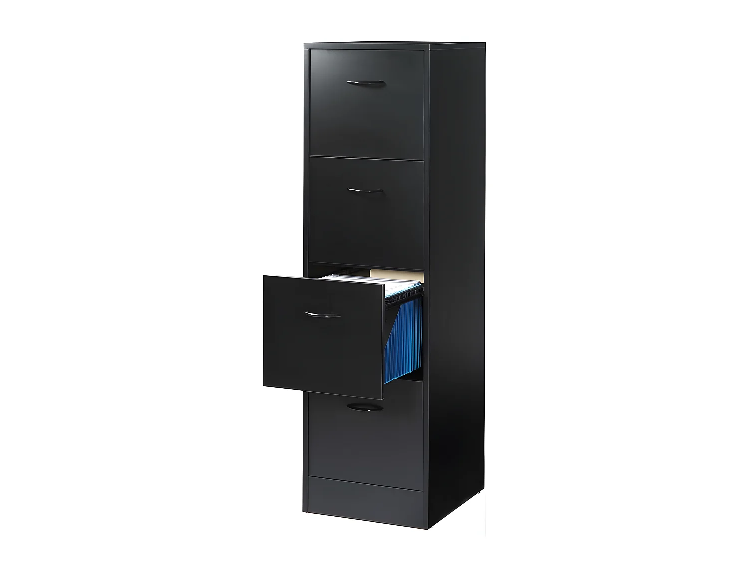 Classeur 4 Tiroirs pour 100 Dossiers Suspendus L 41,4 H 140,4 P 44 cm - Coloris: Noir