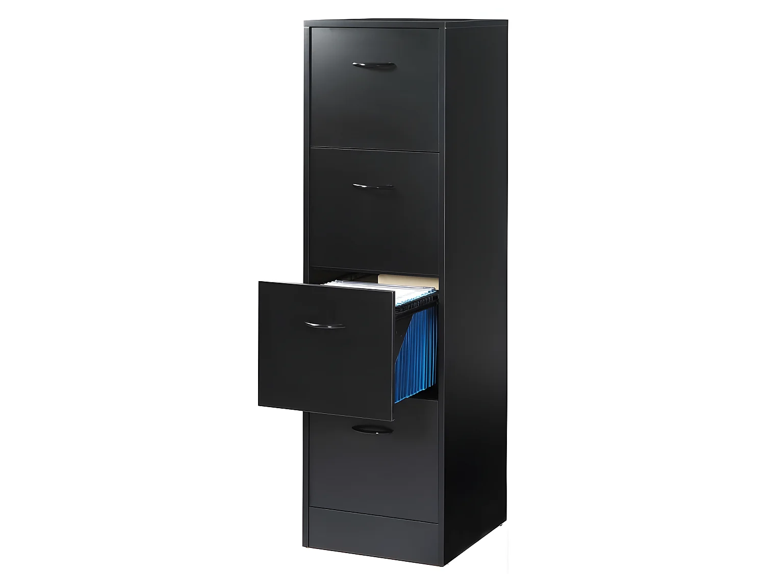 Classeur 4 Tiroirs pour 100 Dossiers Suspendus L 41,4 H 140,4 P 44 cm - Coloris: Noir