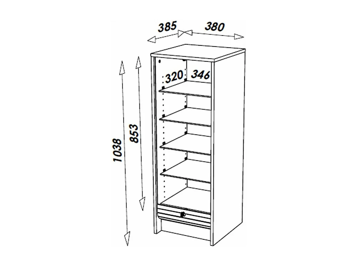 Classeur à Rideau Blanc 5 Niches Serrure 37,8 x 103,8 x 38,4 cm - Coloris: Londres 700