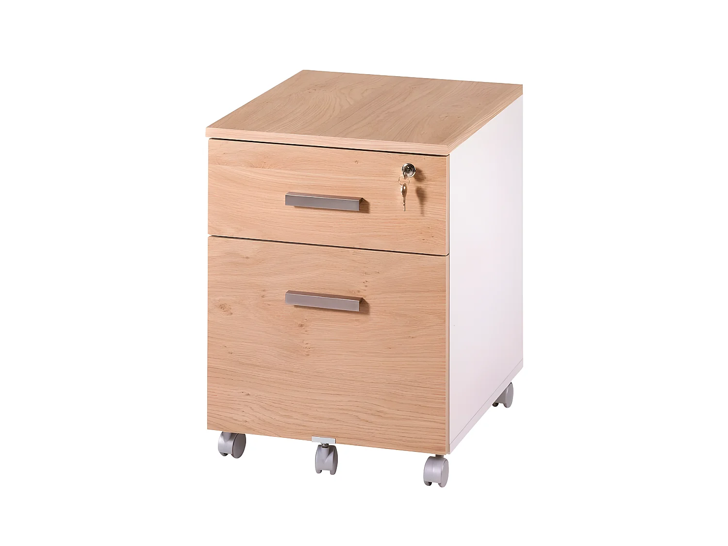 Caisson de Bureau 2 Tiroirs Blanc Chêne