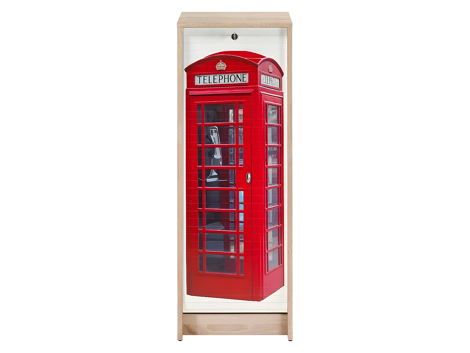 Classeur à Rideau Chêne 6 Niches L 37.8 H 103.8 P 38.4 cm - Coloris: Londres 700