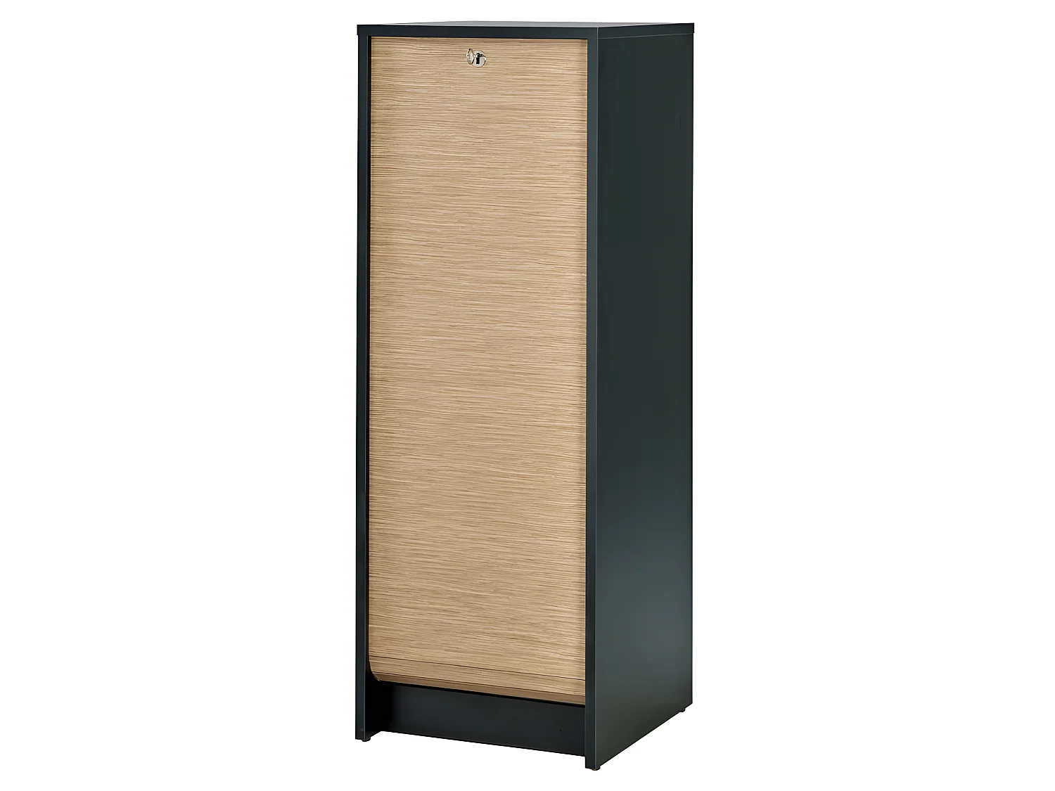 Classeur à Rideau Noir Bicolore 104 cm - Coloris: Chêne Naturel