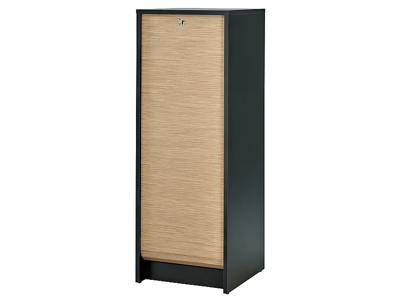 Classeur à Rideau Noir Bicolore 104 cm - Coloris: Chêne Naturel