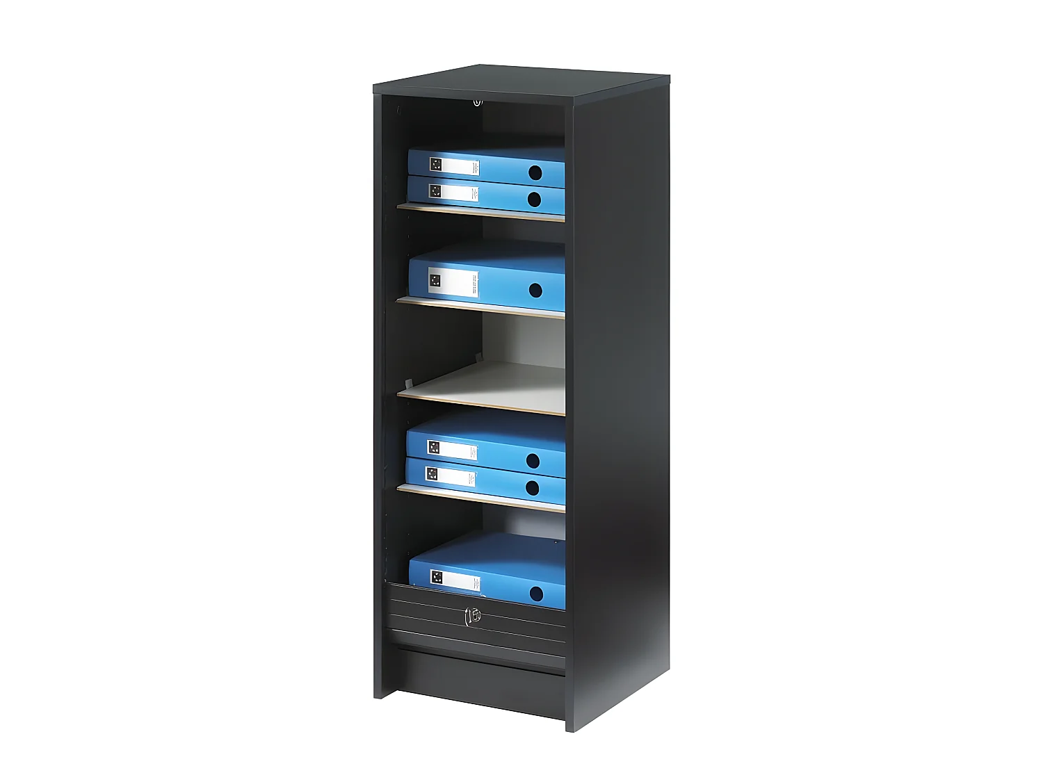 Classeur à Rideau Noir 5 Etagères Serrure L 37.8 H 103.8 P 38.4 cm - Coloris: Noir