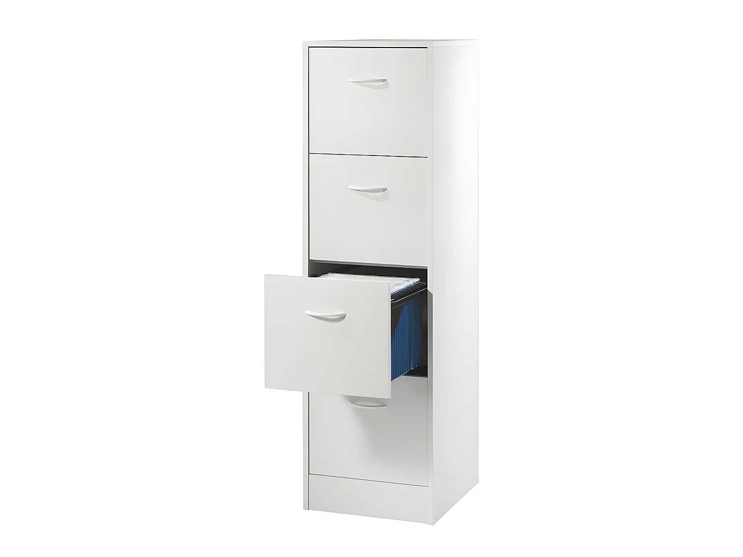 Classeur 4 Tiroirs pour 100 Dossiers Suspendus L 41,4 H 140,4 P 44 cm - Coloris: Blanc