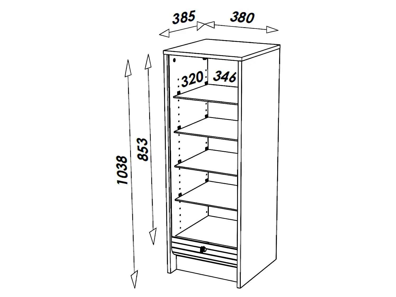 Classeur à Rideau Blanc 5 Niches Serrure 37,8 x 103,8 x 38,4 cm - Coloris: Blanc