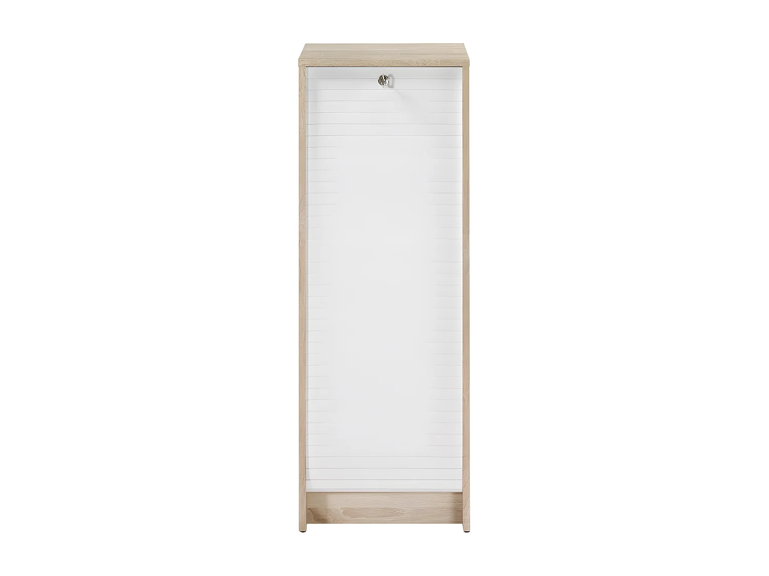 Classeur à Rideau Chêne Rideau Noir ou Blanc 5 Niches L 37.8 H 103.8 P 38.4 cm - Coloris: Blanc
