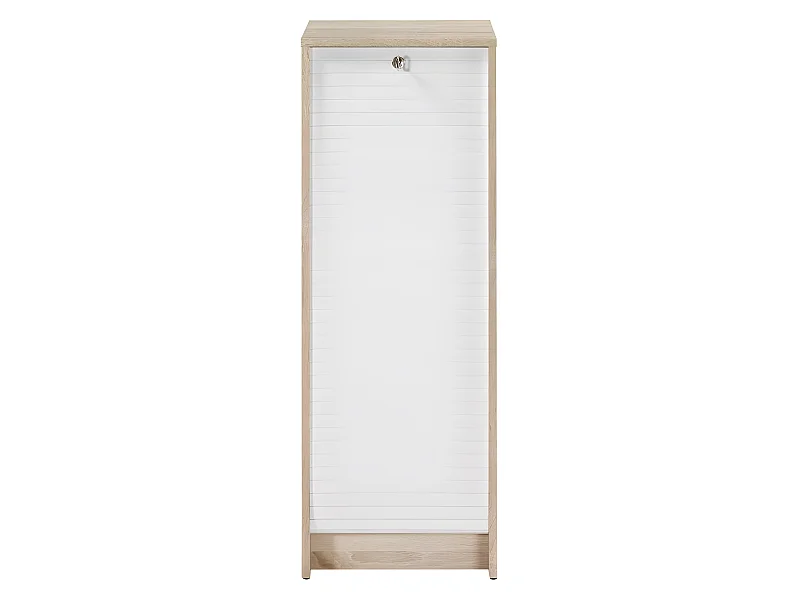 Classeur à Rideau Chêne Rideau Noir ou Blanc 5 Niches L 37.8 H 103.8 P 38.4 cm - Coloris: Blanc