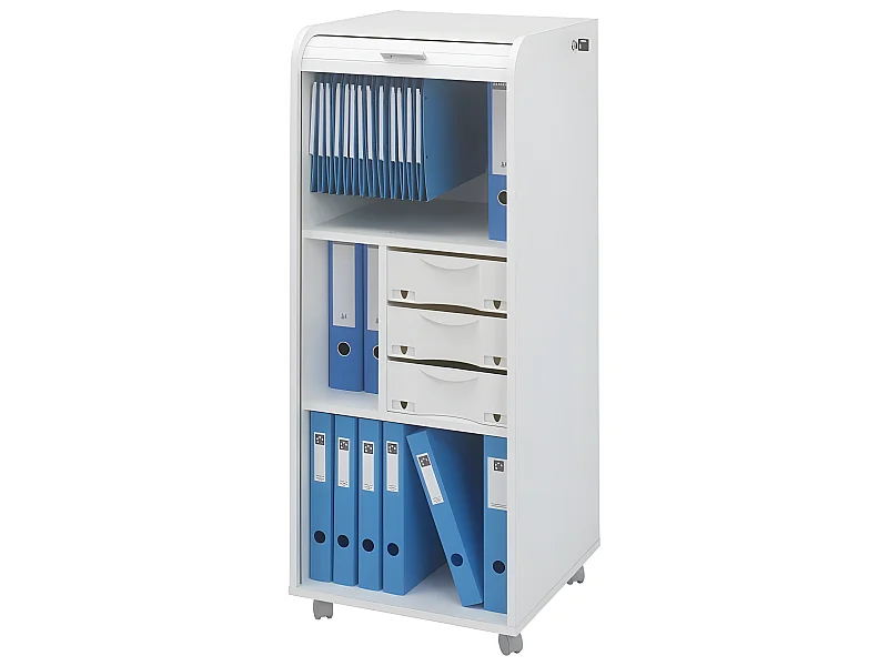 Caisson de Bureau Blanc à Roulettes 108 cm - Coloris: Blanc