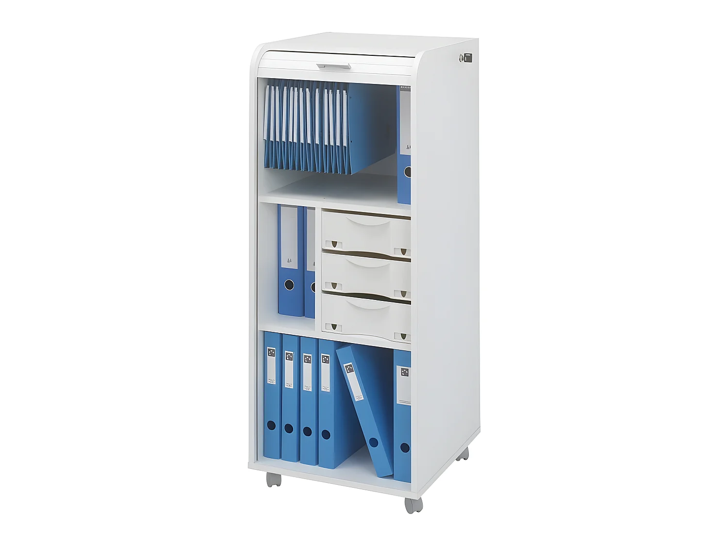 Caisson de Bureau Blanc à Roulettes 108 cm - Coloris: Blanc