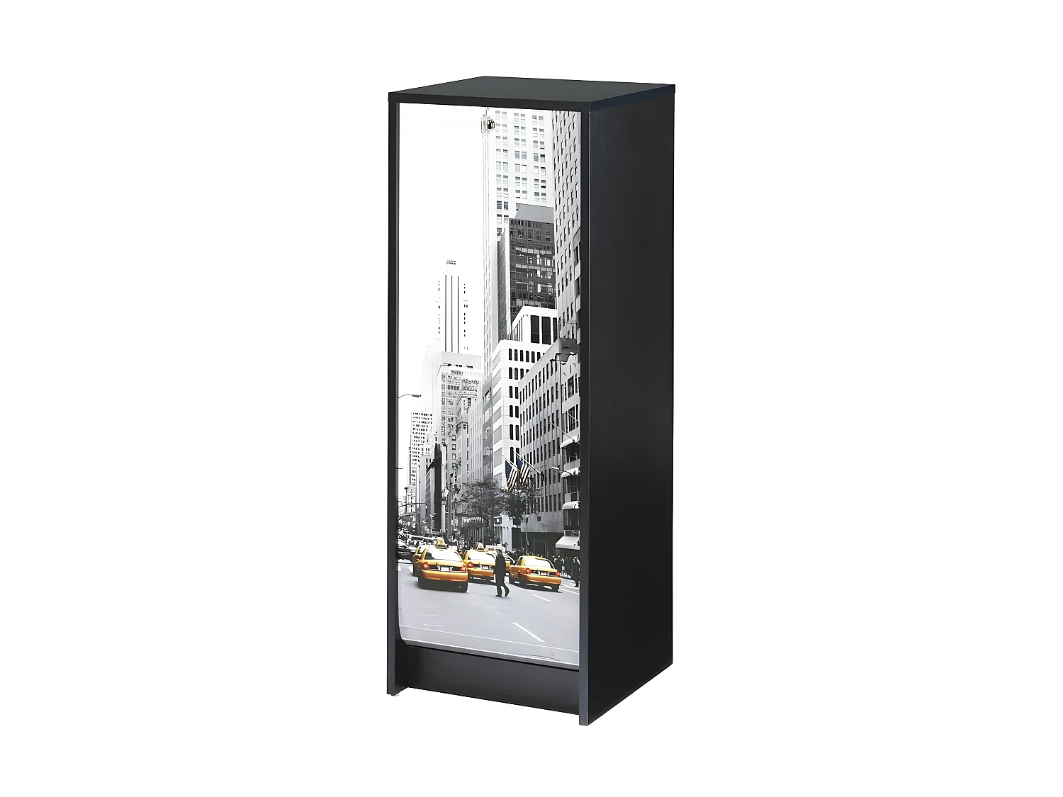 Classeur à Rideau Noir 5 Etagères Serrure L 37.8 H 103.8 P 38.4 cm - Coloris: Scene New York 504