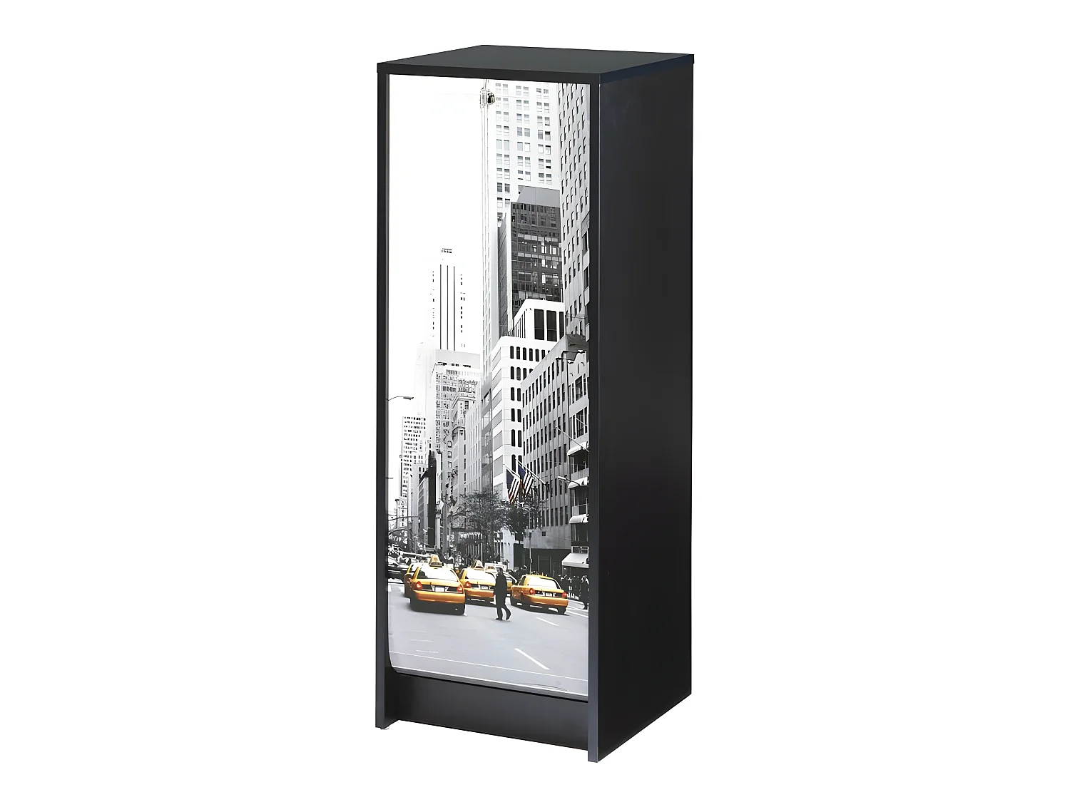 Classeur à Rideau Noir 5 Etagères Serrure L 37.8 H 103.8 P 38.4 cm - Coloris: Scene New York 504