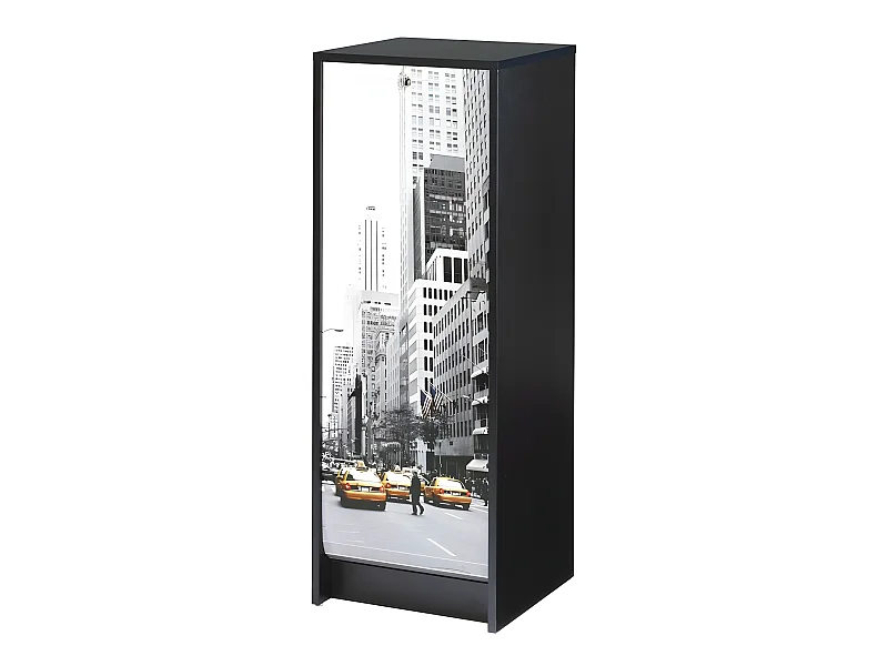 Classeur à Rideau Noir 5 Etagères Serrure L 37.8 H 103.8 P 38.4 cm - Coloris: Scene New York 504