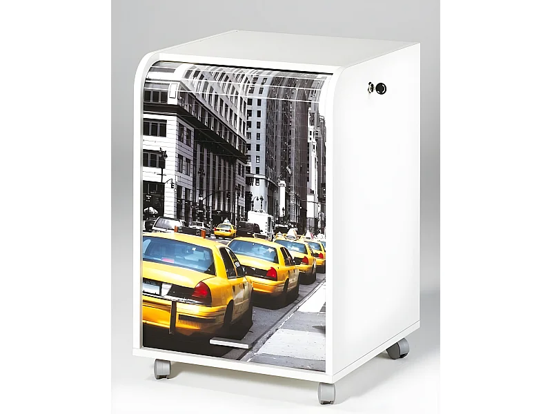 Caisson de Bureau Blanc 2 Tiroirs - Coloris: Taxis Jaunes 503