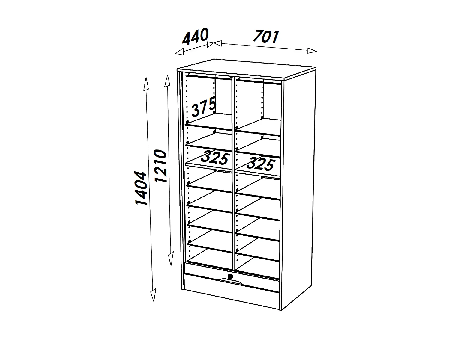 Classeur à Rideau Largeur 70 cm Hauteur 140 cm - Coloris: Hêtre