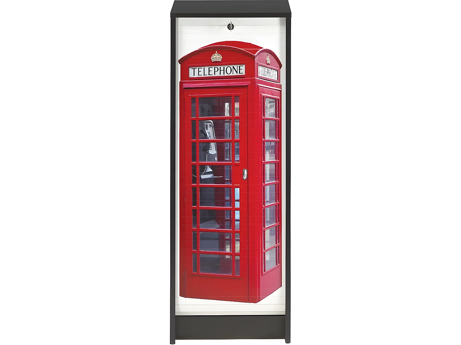 Classeur à Rideau Noir 5 Etagères Serrure L 37.8 H 103.8 P 38.4 cm - Coloris: Londres 700