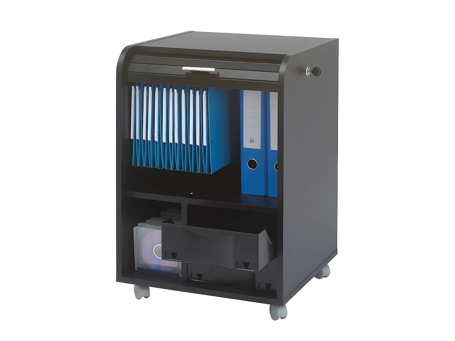 Caisson de Bureau Noir Sur Roulettes - Coloris: Noir