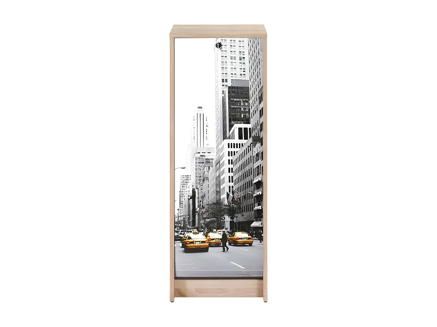 Classeur à Rideau Chêne 6 Niches L 37.8 H 103.8 P 38.4 cm - Coloris: Scene New York 504