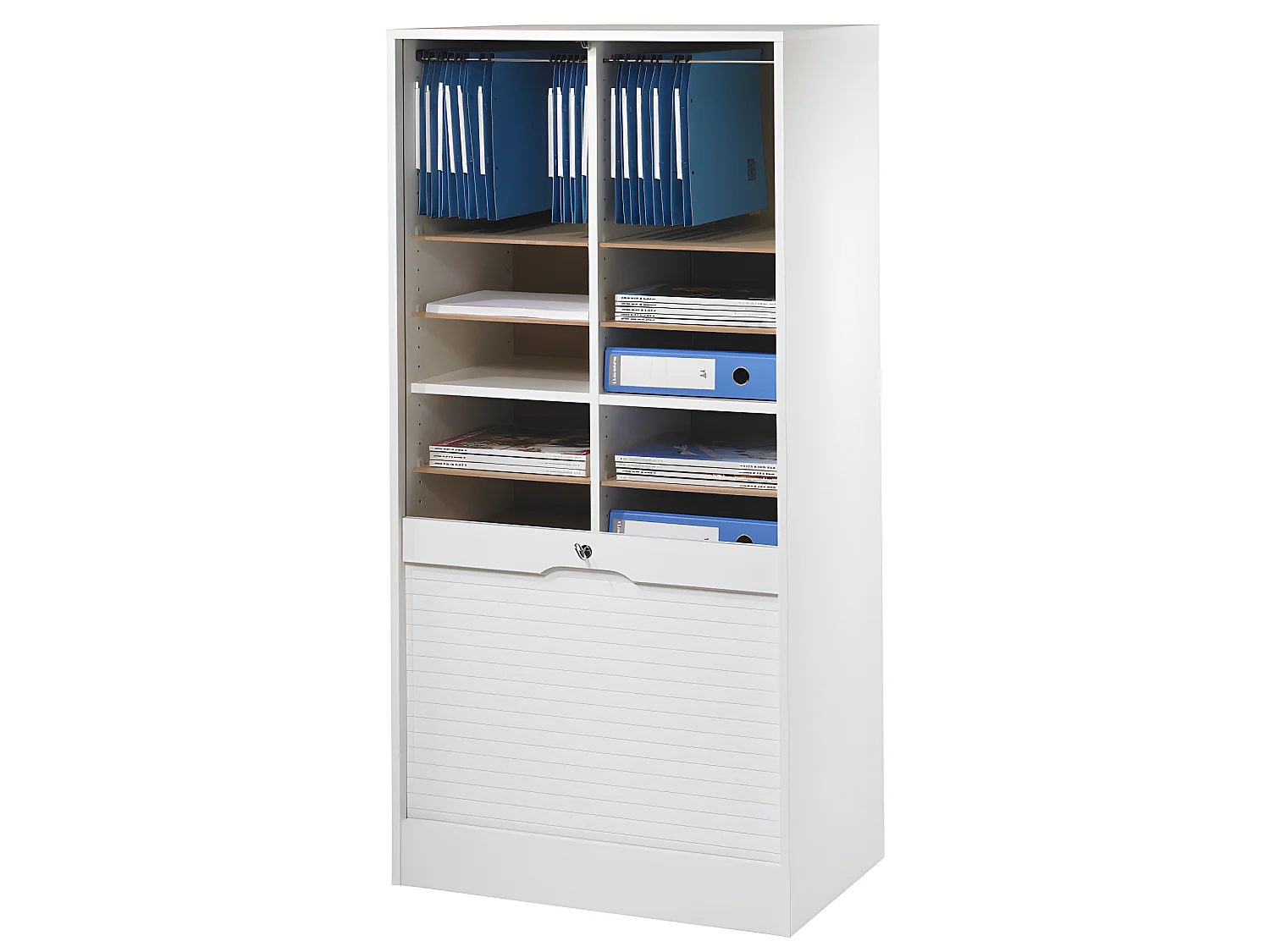 Classeur à Rideau Largeur 70 cm Hauteur 140 cm - Coloris: Blanc