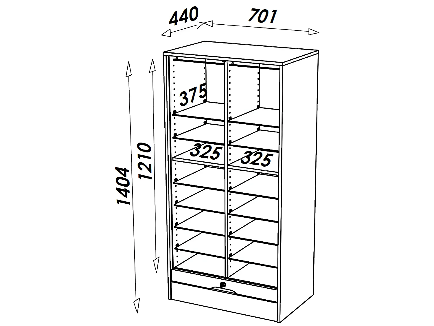 Classeur à Rideau Largeur 70 cm Hauteur 140 cm - Coloris: Blanc