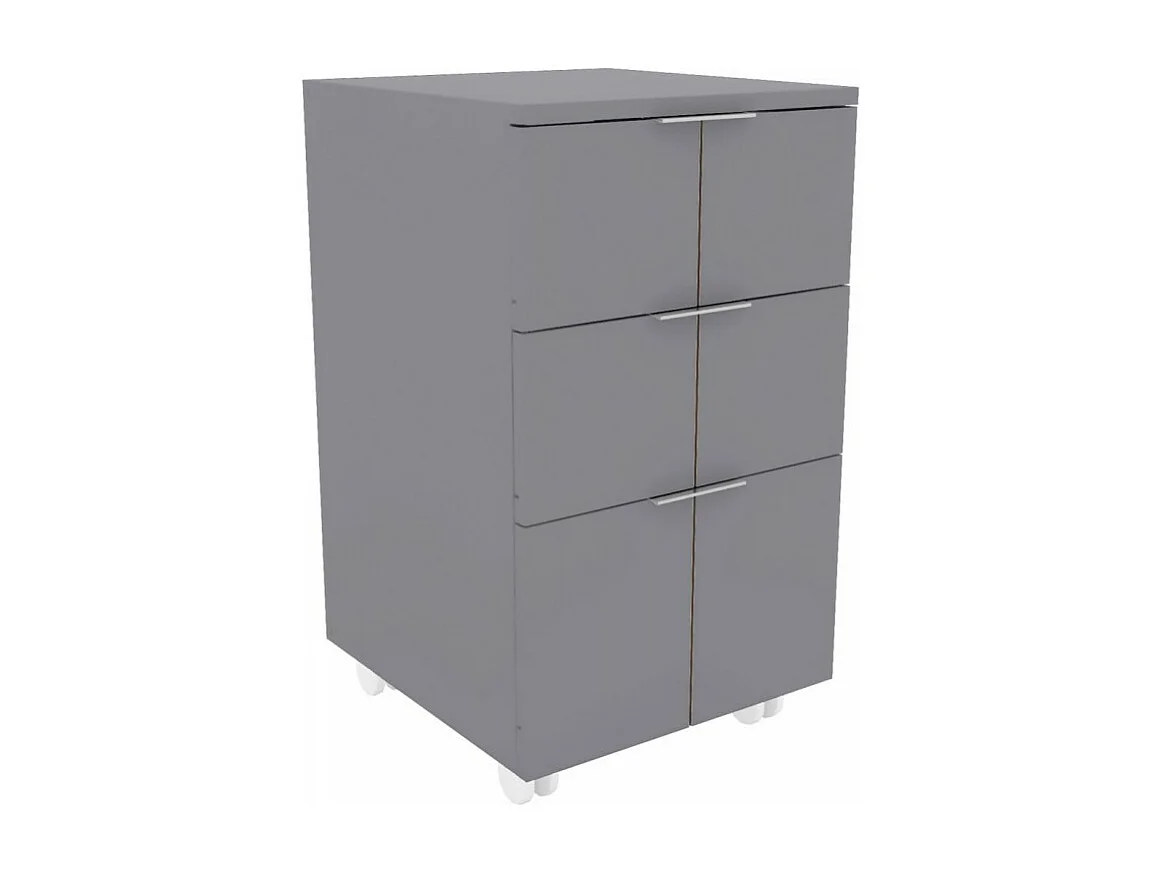 Caisson Roulant 3 Tiroirs Gris Mat 4 Roulettes L 36 H 64 P 36 cm