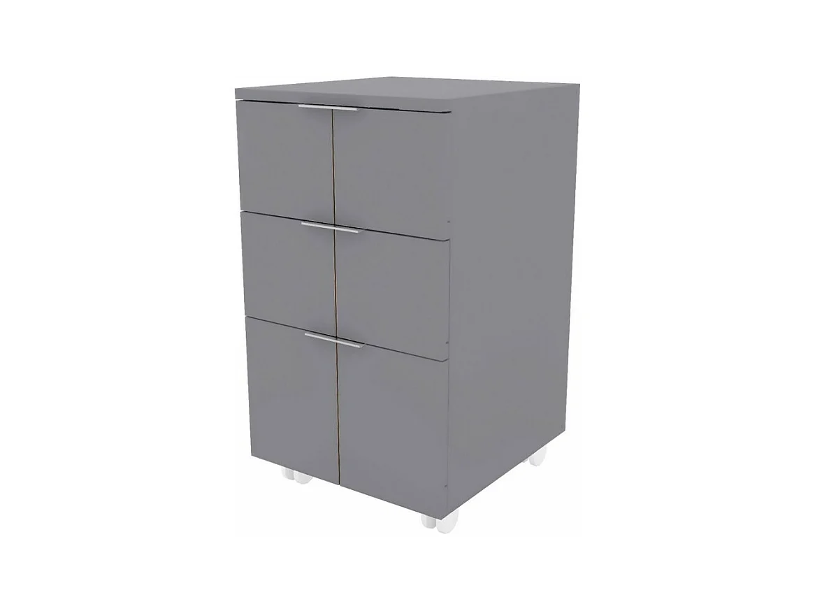 Caisson Roulant 3 Tiroirs Gris Mat 4 Roulettes L 36 H 64 P 36 cm