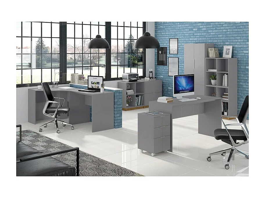 Caisson Roulant 3 Tiroirs Gris Mat 4 Roulettes L 36 H 64 P 36 cm