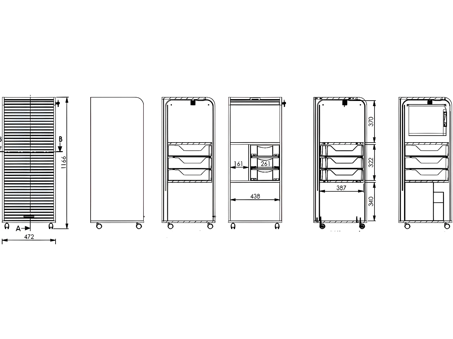Caisson de Bureau Chêne 3 Tiroirs 3 Niches Mobile Serrure 47,2 x 107,6 x 47 cm - Coloris: New York 504