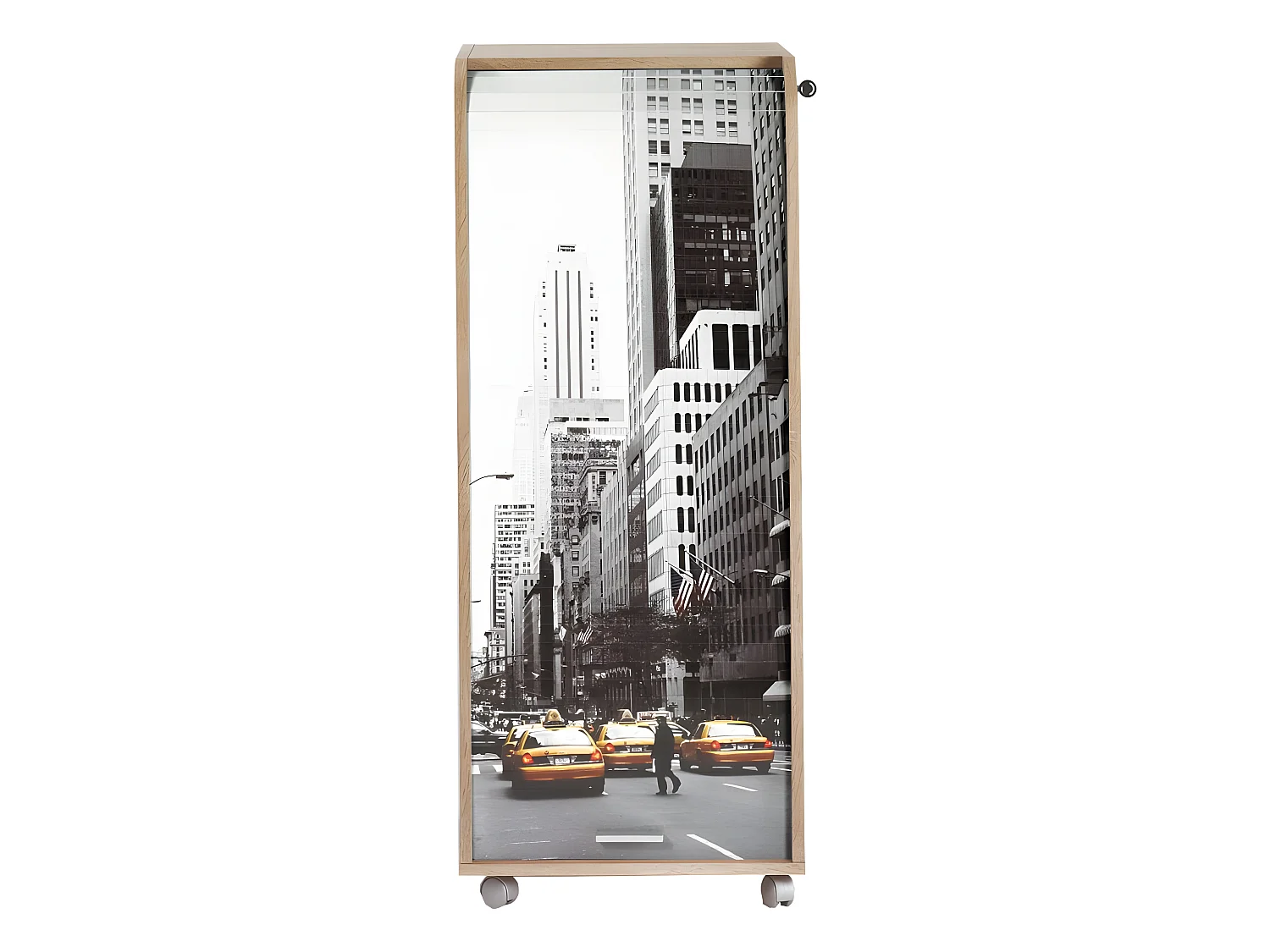 Caisson de Bureau Chêne 3 Tiroirs 3 Niches Mobile Serrure 47,2 x 107,6 x 47 cm - Coloris: New York 504