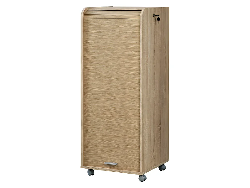 Caisson de Bureau Chêne 3 Tiroirs 3 Niches Mobile Serrure 47,2 x 107,6 x 47 cm - Coloris: Chêne Naturel