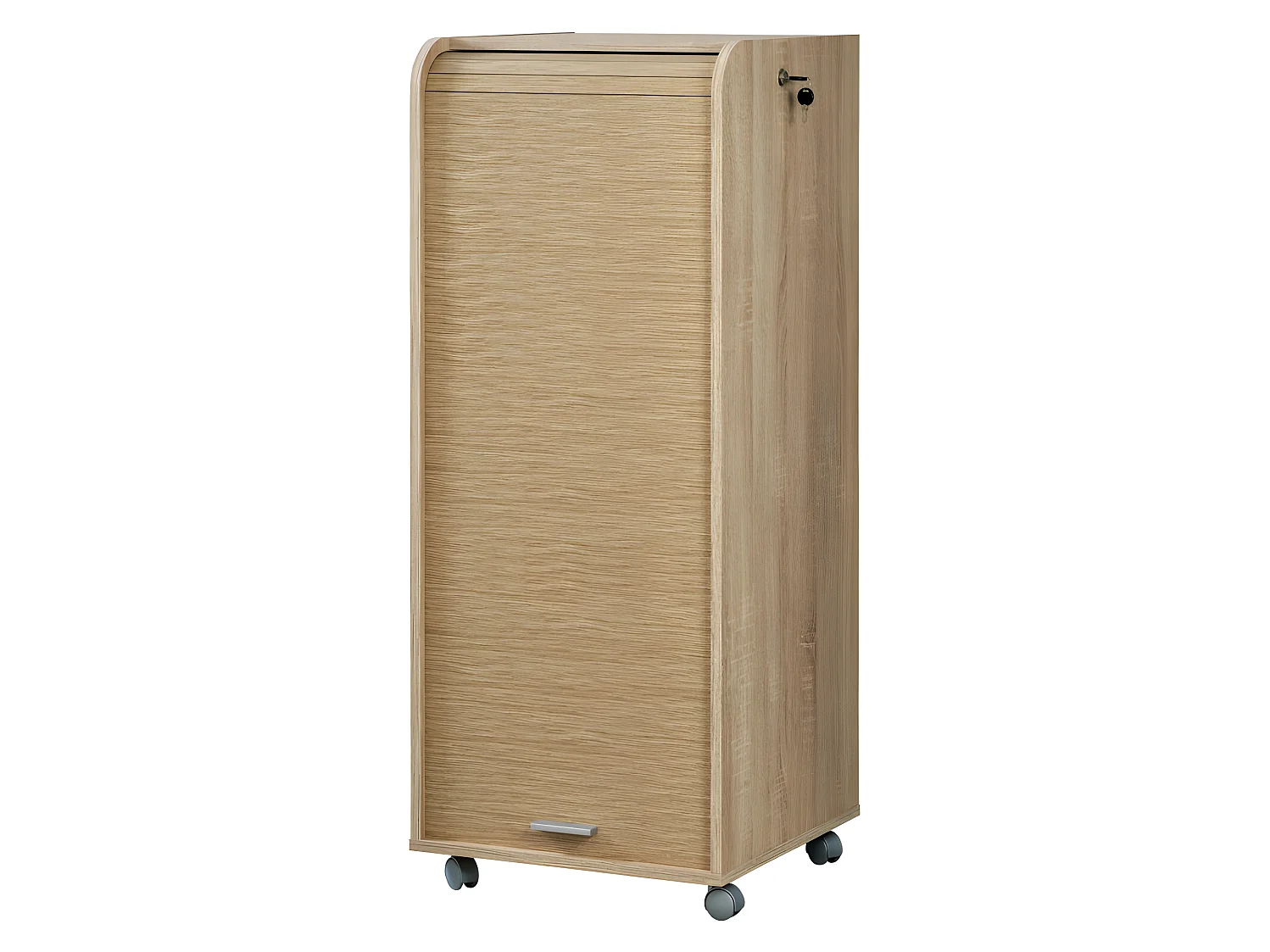 Caisson de Bureau Chêne 3 Tiroirs 3 Niches Mobile Serrure 47,2 x 107,6 x 47 cm - Coloris: Chêne Naturel