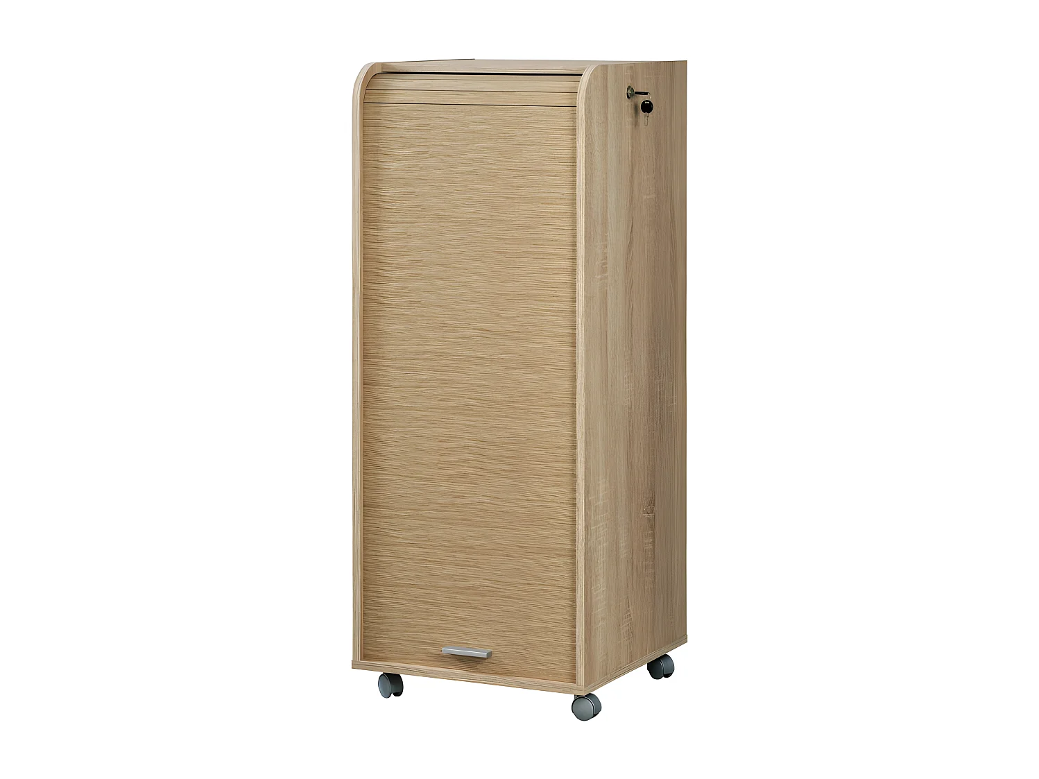 Caisson de Bureau Chêne 3 Tiroirs 3 Niches Mobile Serrure 47,2 x 107,6 x 47 cm - Coloris: Chêne Naturel